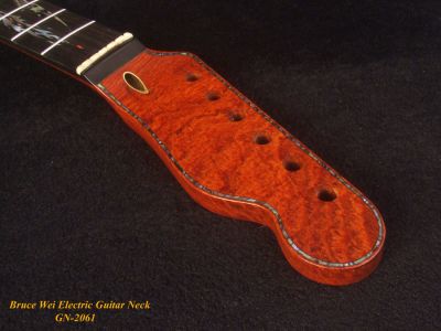 Bruce Wei Handmade Solid Curly Rosewood Electric Guitar Neck fit Telecaster, Dragon inlay GN-2061