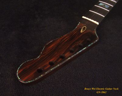 Bruce Wei Handmade Solid Macassar Ebony Electric Guitar Neck fit Telecaster, V Block inlay GN-2062 