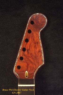 Bruce Wei Handmade Solid Rosewood Electric Guitar Neck fit Stratocaster, HummingBird MOP &Abalone Inlay GN-2067