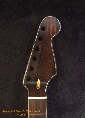 Bruce Wei Handmade Solid Macassar Ebony Electric Guitar Neck fit Stratocaster, EAGLE Inlay GN-2078 
