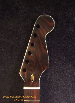 Electric Guitar Replacement Strat Neck, Handcrafted Solid Macassar Ebony, Eagle inlay, Bruce Wei GN-2101