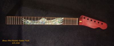 Handcrafted Electric Guitar Replacement Tele Neck, Solid Mahogany, Eagle inlay, Bruce Wei GN-2103