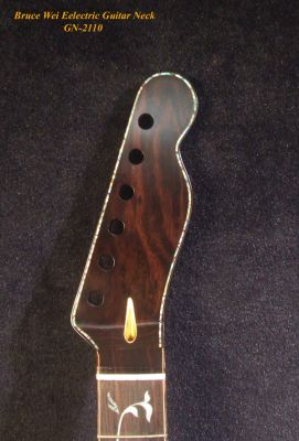 Handcrafted Electric Guitar Replacement TELE Neck, Solid Macassar Ebony, Vine Inlay, Bruce Wei GN-2110