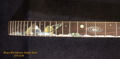 Electric Guitar Replacement Strat Neck, Handcrafted Solid Purple Heart, Planet Inlay, Bruce Wei GN-2118 
