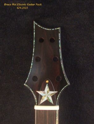 Handcrafted Electric Guitar Replacement Neck, Solid Mahogany, CowBoy Inlay, Bruce Wei GN-2123 