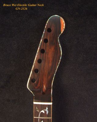 Handcrafted Electric Guitar Replacement TELE Neck, Solid Macassar Ebony, Vine Inlay, Bruce Wei GN-2126