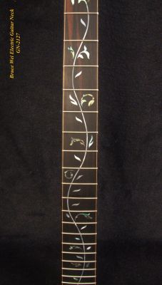 Handcrafted Electric Guitar Replacement TELE Neck, Solid Macassar Ebony, Vine Inlay, Bruce Wei GN-2127 