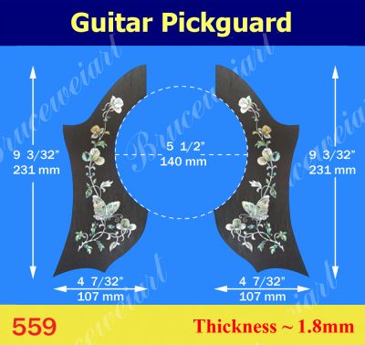 Bruce Wei, Guitar Part - Rosewood Pickguard W/ Mop Art Inlay 2pcs ( 559)