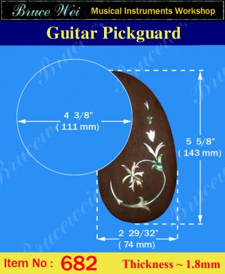 Bruce Wei, Guitar Part - Rosewood Pickguard W/ Mop Art Inlay ( 682 )