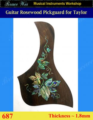 Bruce Wei, Guitar Part - Rosewood Pickguard Fit Taylor 517e, Abalone Inlay (687)