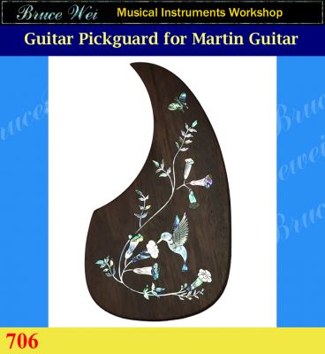 Fit Martin MA5 style Guitar Rosewood Pickguard, Mop & Abalone Inlay, Bruce Wei ( 706 ) 