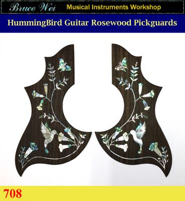 HummingBird Guitar Rosewood Pickguard, Mop & Abalone Inlay 2pcs, Bruce Wei ( 708 ) 