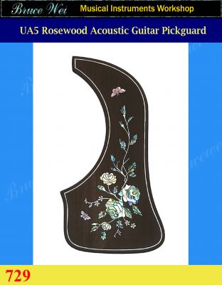 Bruce Wei,UA5 Guitar Rosewood Pickguard, MOP Rose Inlay (729)