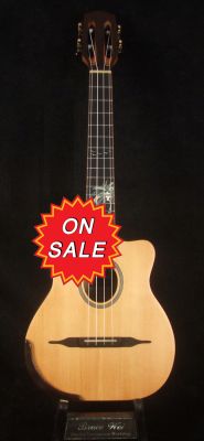 ON SALE - Bruce Wei Solid Curly Walnut Gypsy Tenor Ukulele, Coconut Inlay GY17-2090