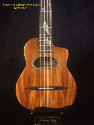 Handmade 8 String Gypsy Tenor Ukulele, Solid Acacia, Turtle inlay, Bruce Wei GY17-2118 