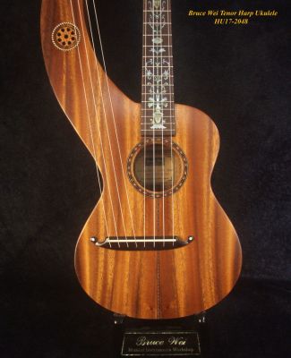 Handcrafted Tenor Harp Ukulele, Solid Acacia, Hard Case, Bruce Wei HU17-2048