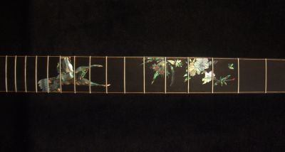 Handcrafted Electric Guitar Replacement TELE Neck, Solid Macassar Ebony, HummingBird Floral Abalone Inlay, Bruce Wei GN-2096 