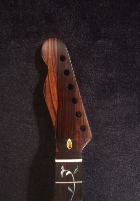Handcrafted Left-handed Electric Guitar Replacement Tele Neck, Solid Macassar Ebony, Vine Inlay, Bruce Wei GN-2081 