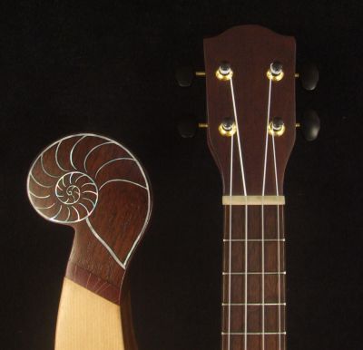 Bruce Wei Harp Style Solid Acacia 4 String Soprano Ukulele HU13-2002