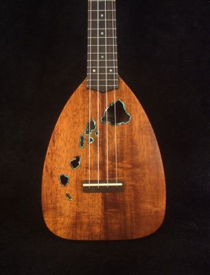 Bruce Wei Handmade Carved Archback Hawaiian Koa, Walnut Sopranissimo/ Pocket Ukulele, The Islands Soundhole, Hibiscus, Soft-bag UAF11-2008