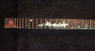 Electric Guitar Replacement Strat Neck, Handcrafted Solid Macassar Ebony, CowBoy inlay, Bruce Wei GN-2093 