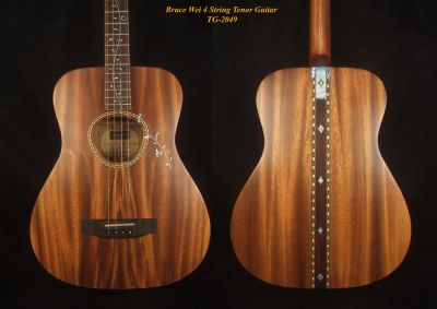 Bruce Wei Solid Acacia 4 String Tenor Guitar, MOP Vine Inlay TG-2049