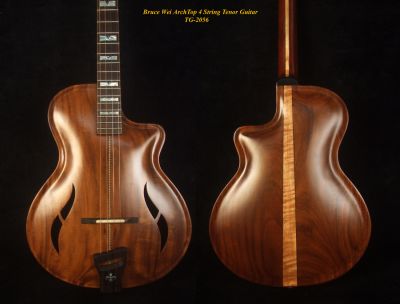 Handmade Acacia ArchTop,ArchBack Cutaway 4String Tenor Guitar,MOP inlay,Soft-bag TG-2056 