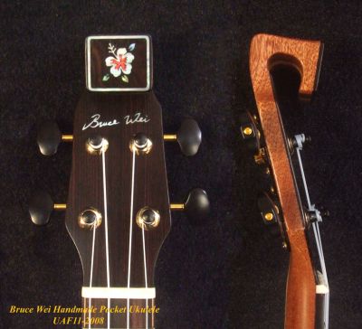 Carved Archback Hawaiian Koa, Walnut Sopranissimo/ Pocket Ukulele, The Islands Soundhole, UAF11-2008