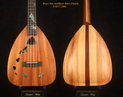 Handmade Acacia,Taiwania ArchBack Tenor Ukulele,The Islands Soundhole,Turtle Inlay, UAF17-2004