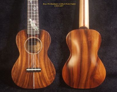 Handmade Sopranissimo/ Pocket Ukulele, Carved Archback Solid Acacia, Bruce Wei UAG11-2037 