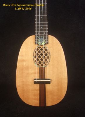 Pineapple Sopranissimo/Pocket Ukulele,Carved Archback Solid Spruce,Acacia, UAW11-2006