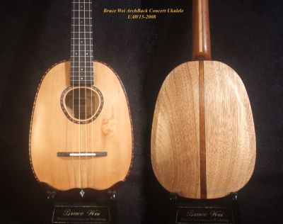 Handmade Pineapple Concert Ukulele, Archtop, Archback, Bruce Wei UAW15-2008