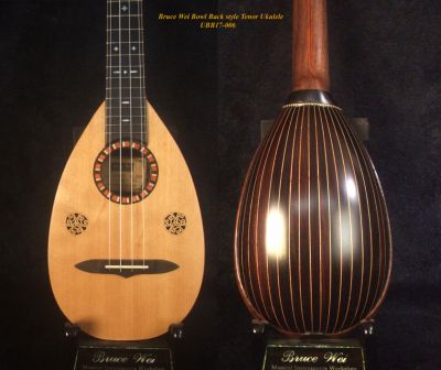Handmade Bowl Back Style Tenor Ukulele, MOP Inlay, Soft-bag, Bruce Wei UBB17-006