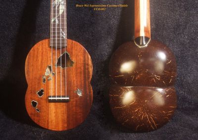 Unique Sopranissimo/ Pocket Ukulele, Coconut Back, Solid Hawaiian Koa, Mermaid Inlay, Bruce Wei UCO-001 