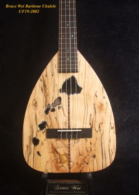 Bruce Wei Solid Spalted Maple, Curly Maple Baritone Ukulele, The Islands Soundhole, Soft-bag UF19-2002