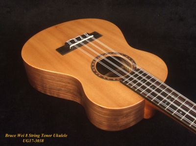 Bruce Wei Handmade 8 String Solid Walnut, Spruce Tenor Ukulele, MOP Inlay, Soft-bag UG17-3038