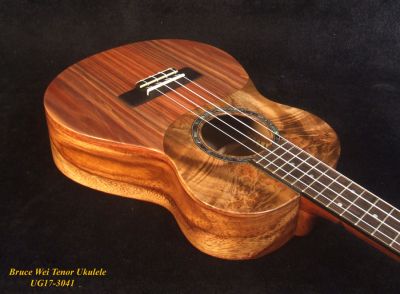 Bruce Wei Handmade Solid Acacia, Taiwania Tenor Ukulele, MOP Inlay, Soft-bag UG17-3041