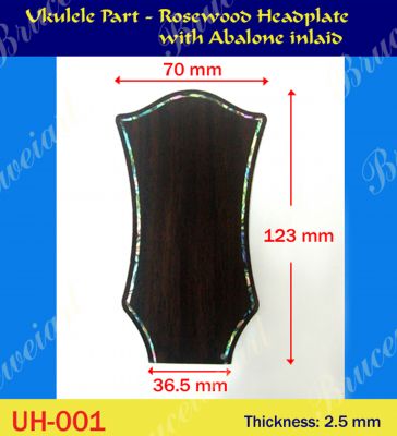 Bruce Wei, Ukulele Part - Rosewood Headplate w/ Abalone Inlay (UH-001)
