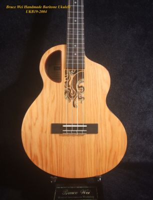 Handcrafted 4 String Baritone Ukulele, Solid Taiwania, Soft-bag, Bruce Wei UKB19-2004