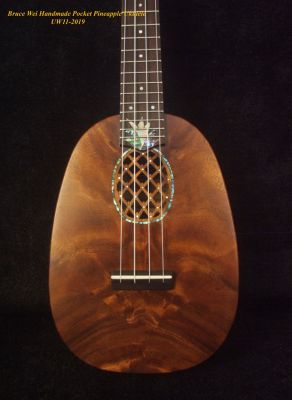 Bruce Wei Handmade Solid Acacia, Rosewood Sopranissimo/ Pocket Pineapple Ukulele, Abalone Inlay UW11-2019