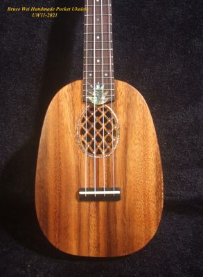 Free Shipping, Bruce Wei Acacia, Spalted Maple Sopranissimo/ Pocket Pineapple Ukulele, Abalone Inlay UW11-2021