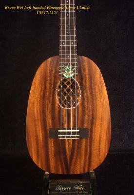 Bruce Wei Left-handed Solid Acacia Pineapple Tenor Ukulele, Pineapple Soundhole UW17-2121 
