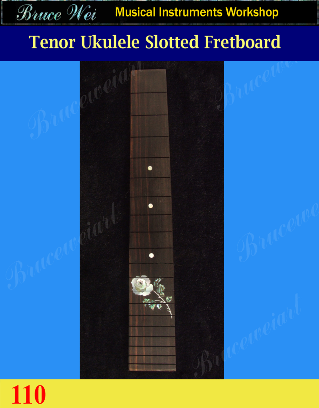 Bruce Wei, Tenor Ukulele Rosewood Slotted Fretboard MOP Inlay (110S)