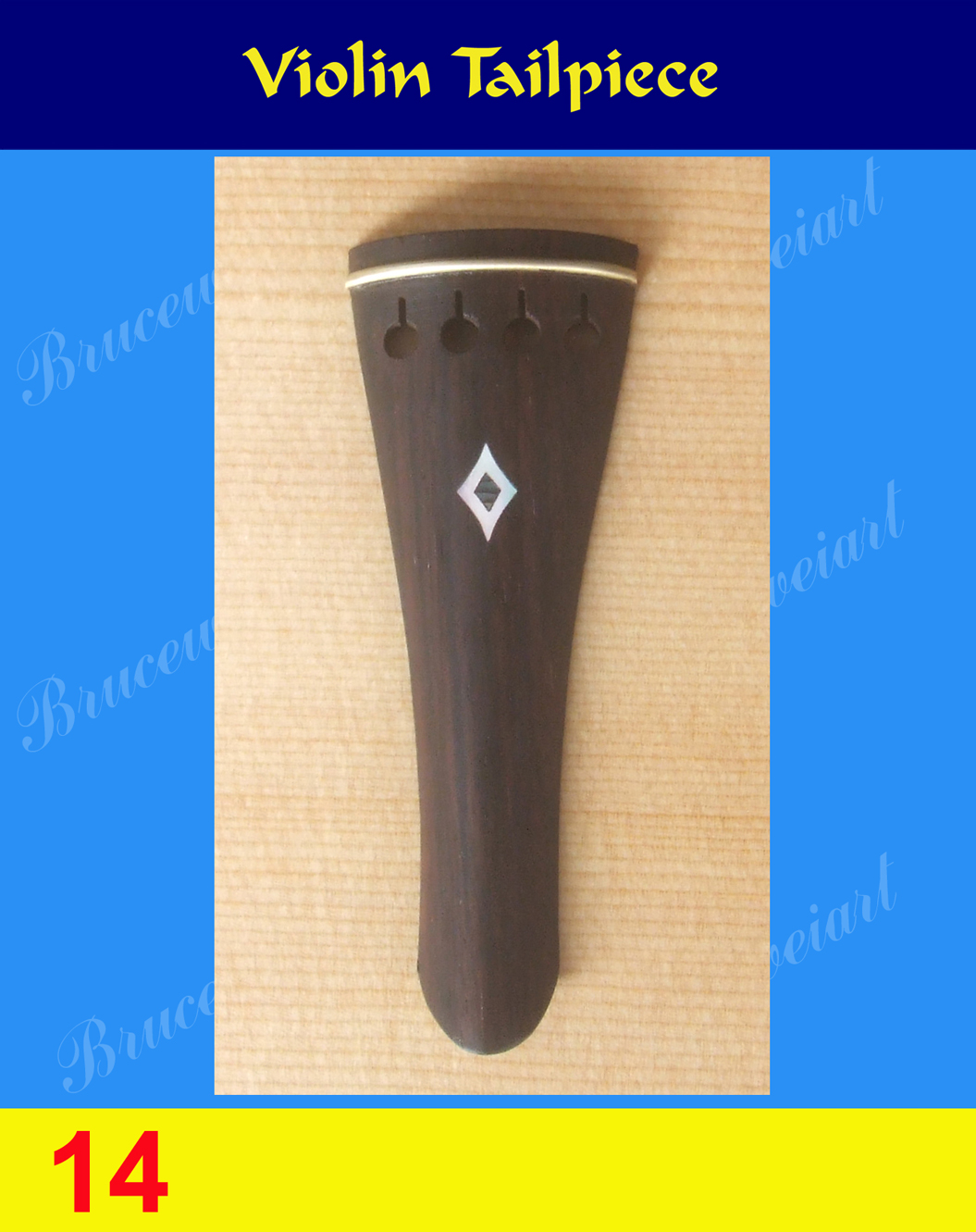 Bruce Wei, Violin Part Rosewood Tailpiece w/ Mop Art Inlay ( 14 )